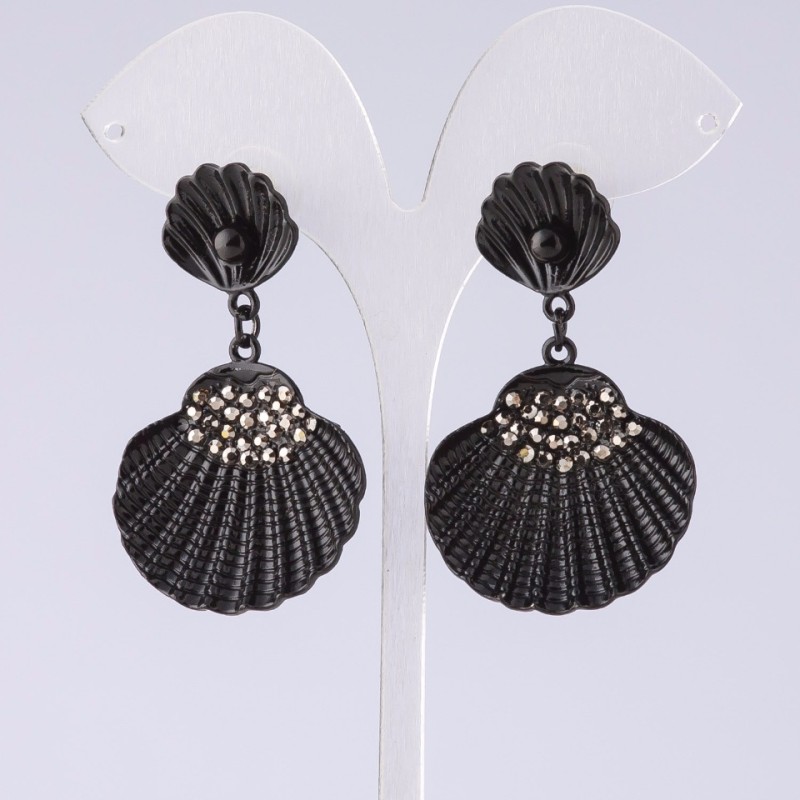 Evening "Black Shell" Earrings, length 5.5 cm