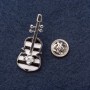 "Hi-Tech Violin" Brooch, 3.5x1.5cm, black and white enamel, gray metal