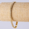 Two-Row Rhinestone Bracelet with Clasp, Gold-Tone Metal, Length 19 cm, Width 5mm
