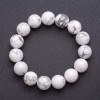 Natural Cacholong Stone Bracelet on Elastic Band, Smooth Round Beads, diameter 12mm, length 18cm