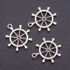 Ship's Wheel Pendant Finding, Width 4mm, Length 7mm, Gray Metal, Pack 20g +/-7pcs