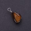 Tiger's Eye Natural Stone Pendant in Silver-Tone Wire Wrap, 2.5x2.2cm (+-)
