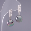 Earrings "Elegant" Majorca Pearl "Petrol", 12mm diameter