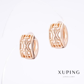 Xuping "Slavianka" Earrings, 18K Gold Plated, length 1.5cm, thickness 8.5mm