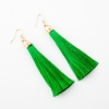Tassel Earrings Green, Length 8 cm, Gold Metal Color