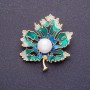"Maple Leaf" Brooch, 4x3.5 cm, Enamel, Gold-Tone Metal