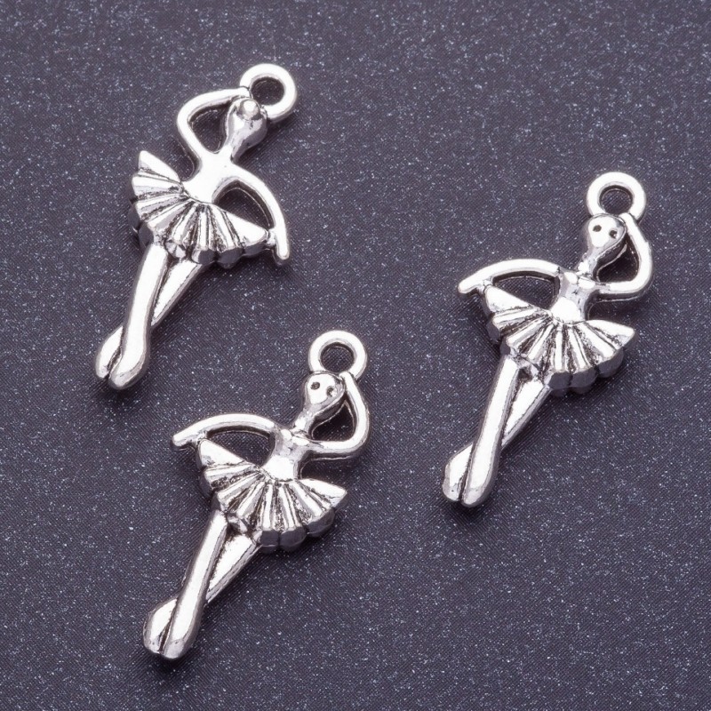 Ballerina Pendant Finding L7mm d1-1.5mm Silver Color, Pack 20g +/-11pcs