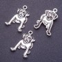 Bulldog Dog Pendant Finding, L 5mm d1-1.5mm, Silver Color, Pack 20g +/-11pcs