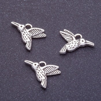 Hummingbird Pendant Finding, Length 11x16mm d1mm, Pack 20g +/-13pcs