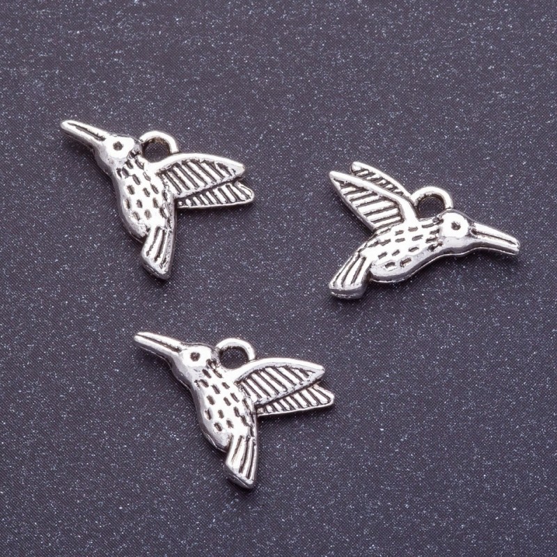 Hummingbird Pendant Finding, Length 11x16mm d1mm, Pack 20g +/-13pcs