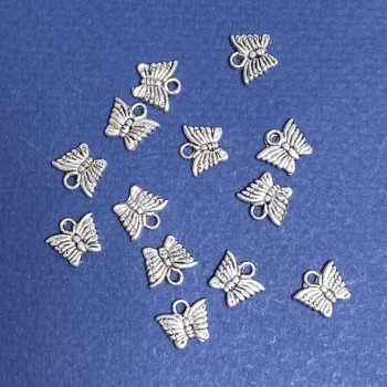 Butterfly Charm Finding, Silver Tone, d 9x10mm, Pack 20g +/- 40pcs