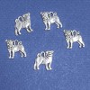 Pug Dog Pendant Finding, Length 16mm d1-1.5mm, Silver Color, Pack 20g +/-13pcs