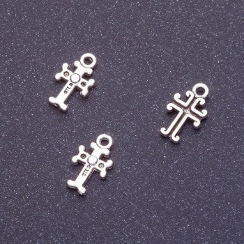 Cross Pendant Finding, Length 11mm d1-1.5mm, Pack 20g +/-93pcs, Silver Color