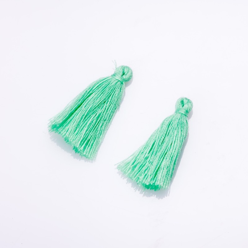 Craft Tassel Blank Mini Lime Green Cotton, 3cm Length, 4mm Diameter, Pair