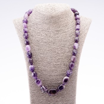 Amethyst "Midi" Natural Stone Necklace, 10-26mm diameter, 65cm length