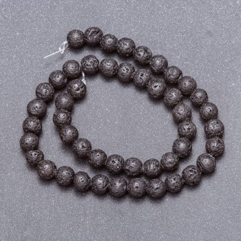 Natural Stone Lava Beads on a String, 8mm diameter, length 40cm
