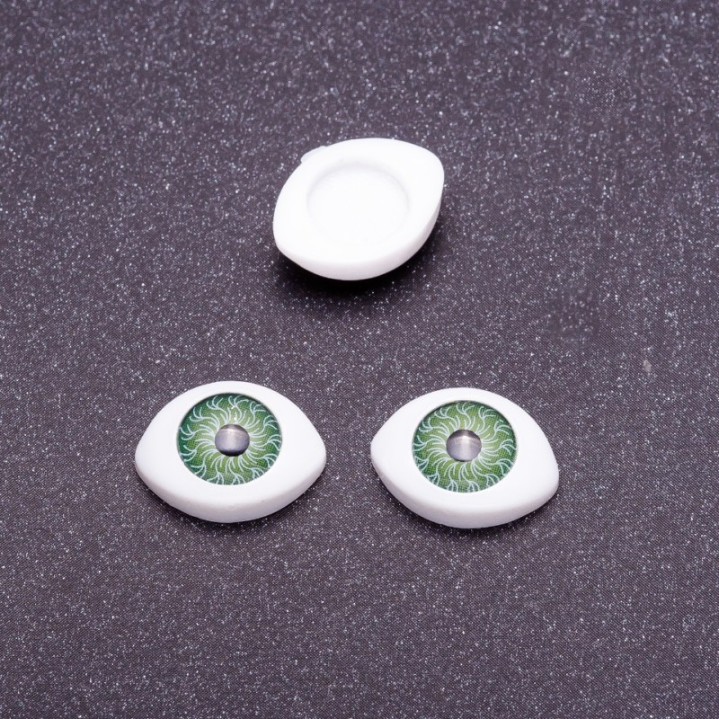 "Craft Eyes" Hardware Pair, Green Pupil Color, 7mm Diameter, 10x13mm, Pack of 50 Pairs