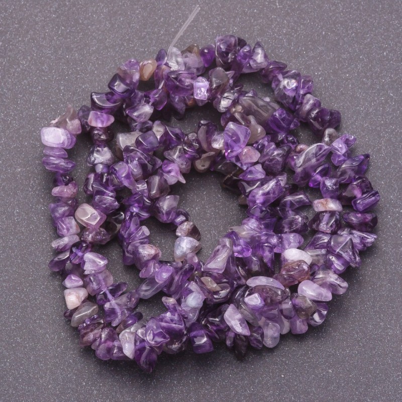 Natural stone beads Amethyst nugget on fishing line, 7x3mm (+ -), length 80cm+