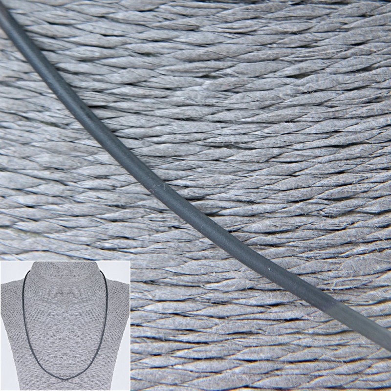 Price per Pack /10pcs. Gray Rubber Cord with Clasp, Diameter 2mm +/-, Length 50-55cm +