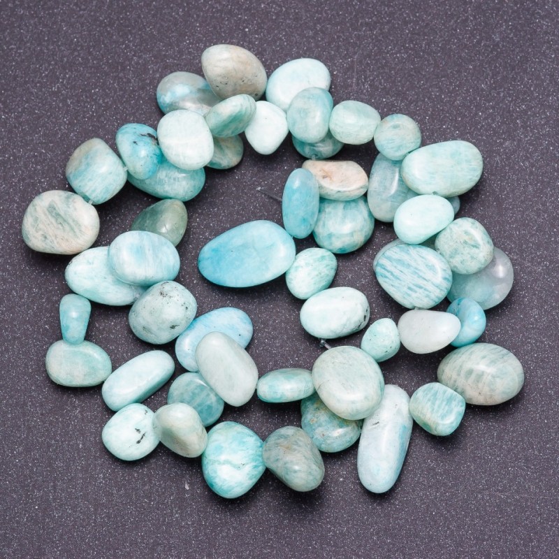 Natural Amazonite Stone Beads, Tumbled "Butterfly" Shape, Grade B, Diameter 6-12mm (+/-), String Length 41cm