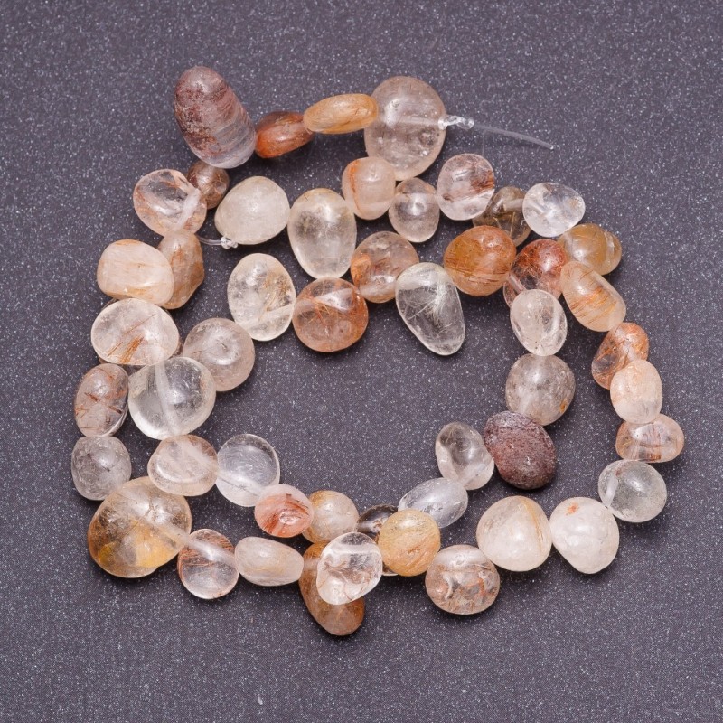 Natural Stone Beads Rutilated Quartz Assorted Tumbled Butterfly, 6-12 (+/-) mm Strand, 40cm Length