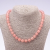 Natural Stone Necklace Chalcedony Smooth Bead, Diameter 10mm, Length 45cm