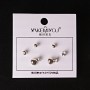 (5mm) Money Bag Ball Stud Earrings with Rhinestone, Silver
