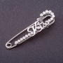 Sale! "Kiss" Stick Brooch, White Rhinestones, "Silver" Color, 5.5x1.5 cm