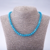 Natural Dyed Stone "Aquamarine" (Synthetic) Faceted Round Bead Necklace, 6mm Diameter, 45cm Length