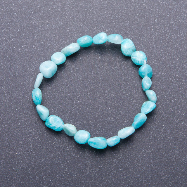Amazonite Tumbled Bead Bracelet, 7mm(+-) Diameter, 18cm Circumference, on Elastic Cord