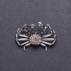 Diamond Crab Brooch, silver-tone metal, 4x2.7cm