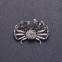 Diamond Crab Brooch, silver-tone metal, 4x2.7cm