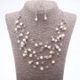 Earring and Necklace Set “On the Strings of the Soul” White Mother-of-Pearl Beads, Diameter 7mm 5mm, Length 46-50cm