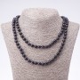 Long Necklace, Aventurine "Blue Sand Cairo Night" Stone, Smooth Bead, 8mm Diameter, 120cm Length