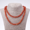 Long necklace with Carnelian smooth round beads 8 mm diameter, 120 cm length