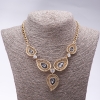 Evening Necklace with Gray Crystals "Precious Leaves", 42-50cm length