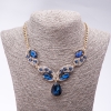 Evening Necklace with Blue Crystals "Precious Drops", 42-49cm length