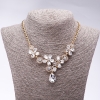 Evening Necklace with White Crystals "Precious Flowers", 42-49cm length