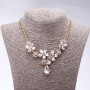 Evening Necklace with White Crystals "Precious Flowers", 42-49cm length