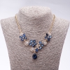 Evening Necklace with Blue Crystals "Precious Flowers", 42-49cm length