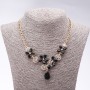 Evening Necklace with Black Crystals "Precious Flowers", 42-49cm length