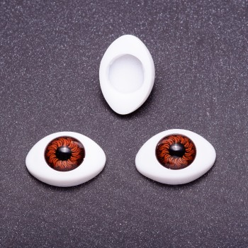 "Craft Eyes" Hardware Pair, Brown Pupil Color, 8mm Diameter, 11x14mm, Pack of 50 Pairs