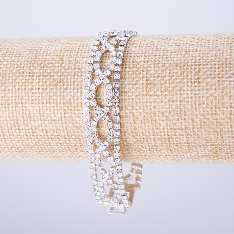 Rhinestone Bracelet "Wheat Ear", Length 20 cm, Width 14mm