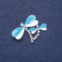 "Dragonflies" Brooch, Textured Enamel, Silver-Tone Metal, 4x2.5 cm