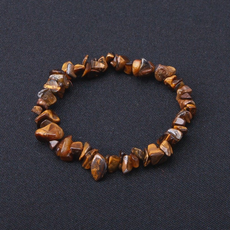 Tiger's Eye Chip Bracelet 4-9x2-5mm+-, Length 18cm Stretch