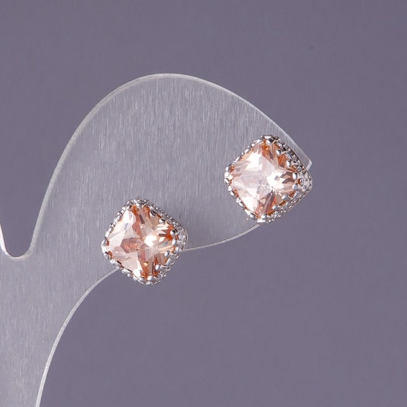 Yellow Crystal Rhombus Earrings, 10mm Diameter