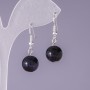 Aventurine Stone Earrings "Blue Sand Night of Cairo" Smooth Ball, Diameter 12mm, Length 3cm