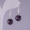 Natural Amethyst Stone Earrings, Smooth Bead, 12mm Diameter, 3cm Length