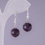 Natural Amethyst Stone Earrings, Smooth Bead, 12mm Diameter, 3cm Length