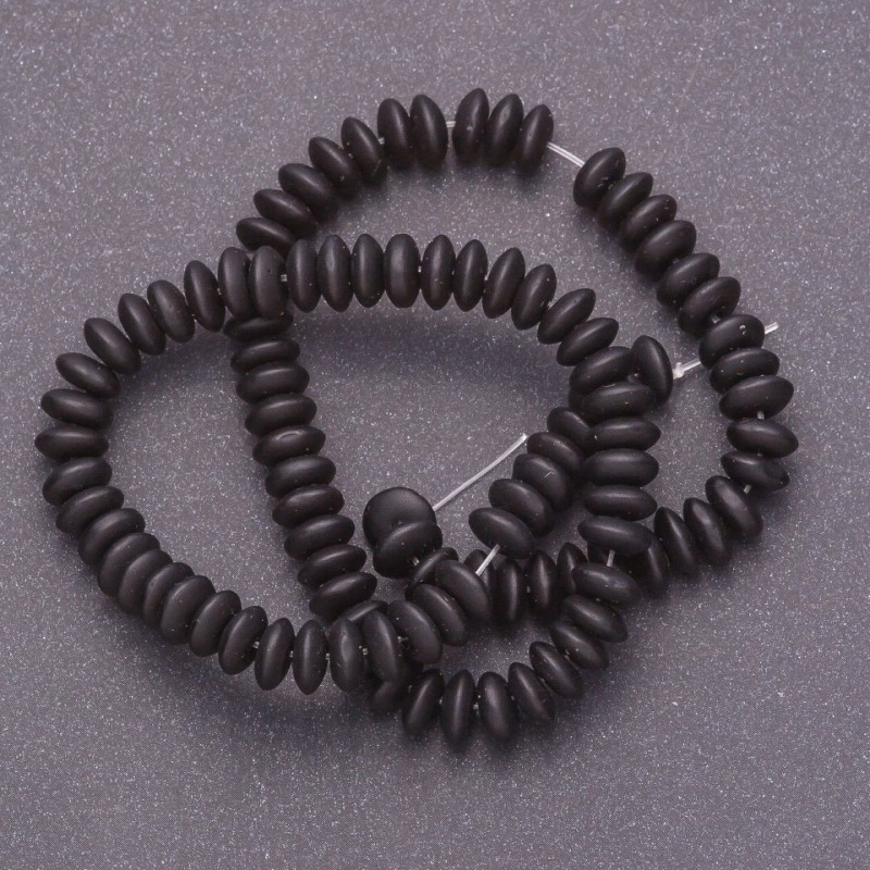 Shungite Beads on Thread, Rondelle Shape, 10x4.5 mm, smooth, 38 cm length